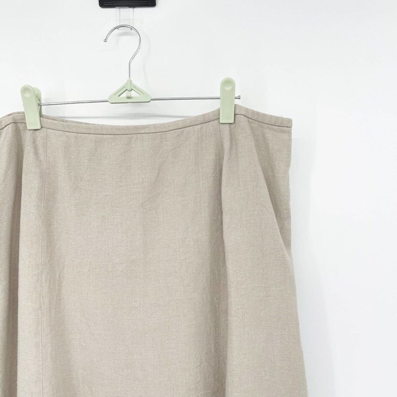 Talbots Linen A-line Midi Skirt Size 16‎ Taupe Lace Trim Side Zip Career - Picture 2 of 8